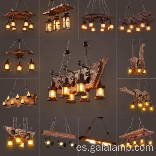 Luz colgante de madera industrial vintage para bares de bar